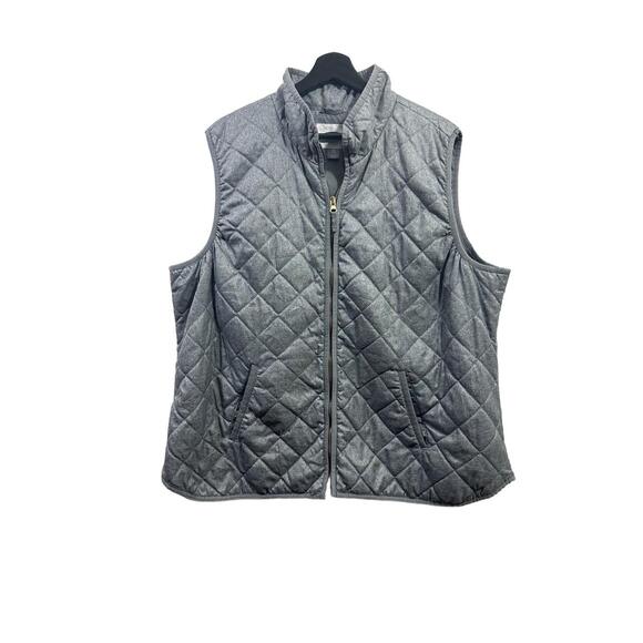 Old Navy Vest Womans Size XXL Gray Quilted Sleeveless Front Pockets Full Zip - Picture 6 of 11